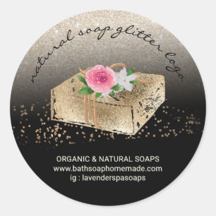 Soap Homemade Natural Organic Spa Gold Classic Round Sticker