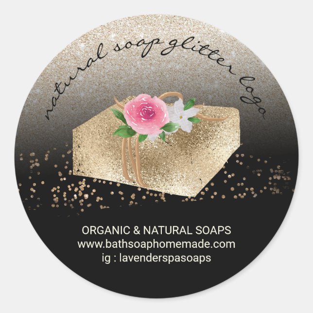 Soap Homemade Natural Organic Spa Gold Classic Round Sticker (Front)