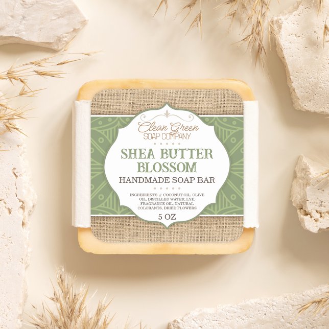 Soap Label | Green | Burlap | Skincare Sticker (Creator Uploaded)