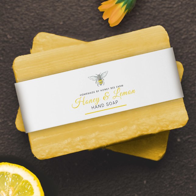 Soap label honey bee yellow custom belly band invitation belly band (Creator Uploaded)