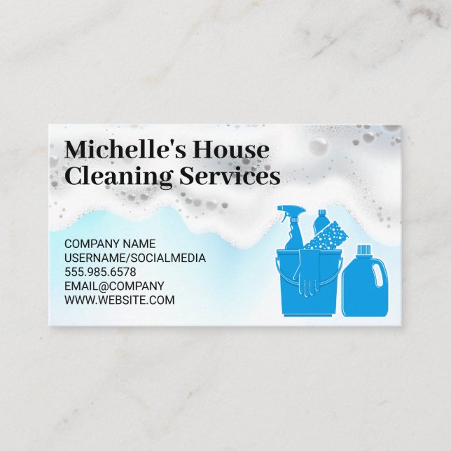 Soap Lather | Cleaning Supplies Business Card (Front)