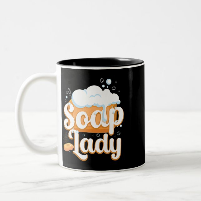 Soap Making Crafting Soap Lady Two-Tone Coffee Mug (Left)