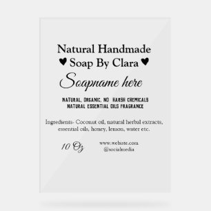 soap name weight website ingredients details text acrylic sign