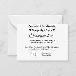 soap name weight website ingredients details text card