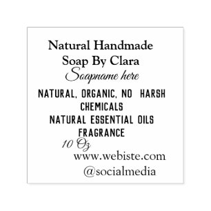 soap name weight website ingredients details text self-inking stamp
