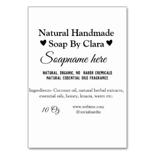 soap name weight website ingredients details text table number
