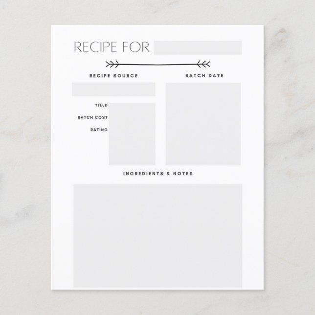 Soap or product recipe card (Front)