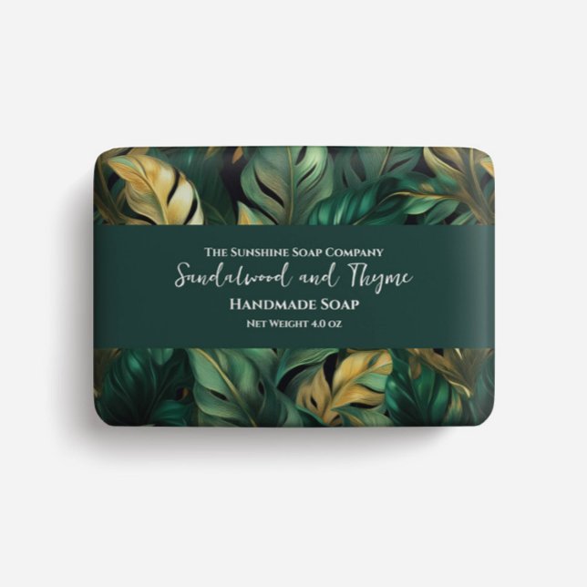 Soap Packaging Paper green & gold monstera leaves (Creator Uploaded)