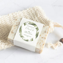 Soap Product Label Tropical Floral Pattern Leaves