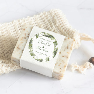 Soap Product Label Tropical Floral Pattern Leaves