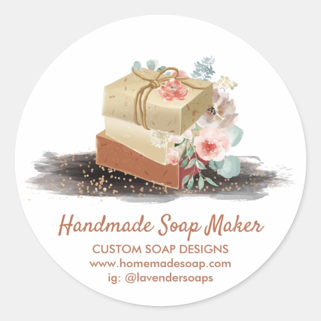 Soaps Homemade Organic Natural Spa Classic Round Sticker (Front)