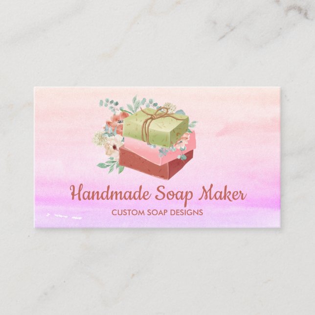 Soaps packaging with flowers and bow business card (Front)