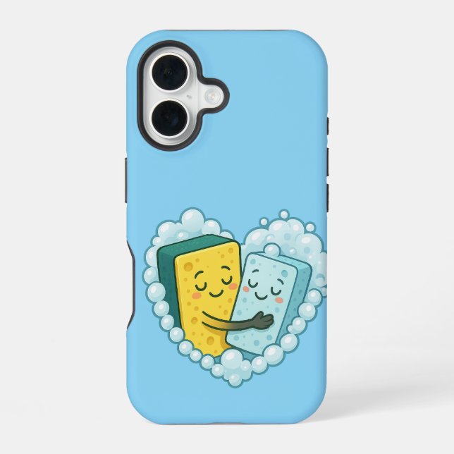 Soapy Love – Sponge & Dish Soap iPhone 16 Case (Back)