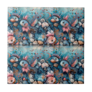 Soapy sea funny fish inhabitants ceramic tile