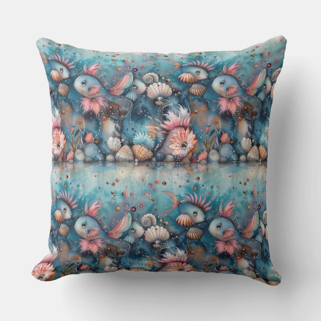 Soapy sea funny fish inhabitants cushion (Front)