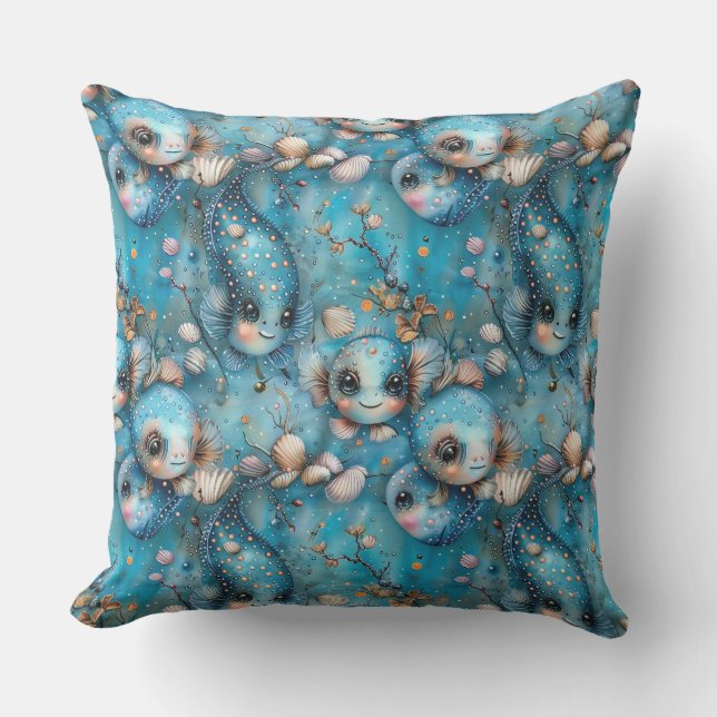 Soapy sea funny fish inhabitants cushion (Front)