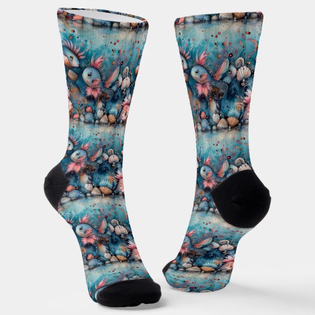 Soapy sea funny fish inhabitants socks (Angled)