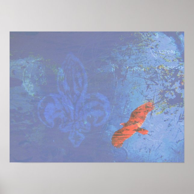 Soar Blue Grunge Poster (Front)