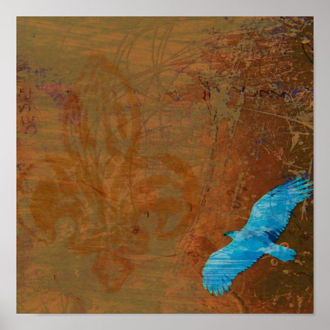 Soar Grunge Blue Vulture  Poster (Front)