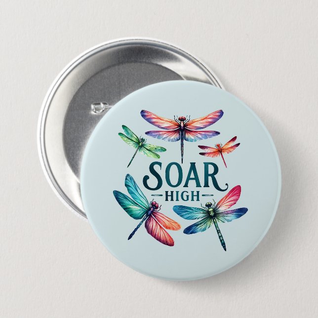 Soar High - Artistic Dragonfly 7.5 Cm Round Badge (Front & Back)