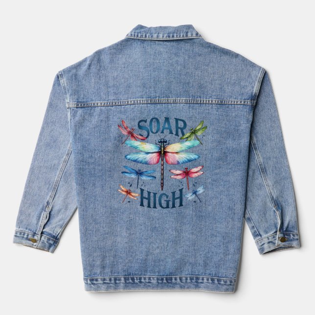 Soar High - Artistic Dragonfly Denim Jacket (Back)