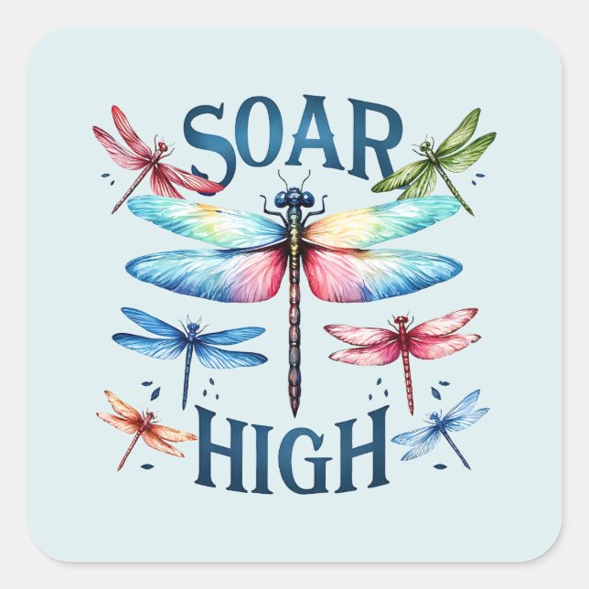 Soar High - Artistic Dragonfly Square Sticker (Front)