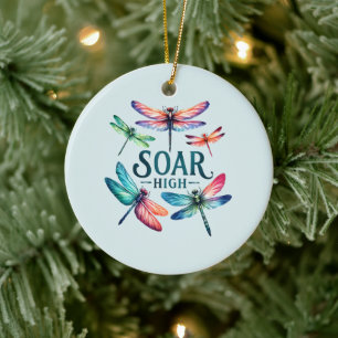 Soar High - Dragonfly Colourful Inspirational Ceramic Ornament