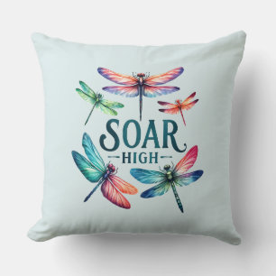 Soar High - Dragonfly Colourful Inspirational Cushion