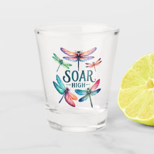 Soar High - Dragonfly Colourful Inspirational Shot Glass