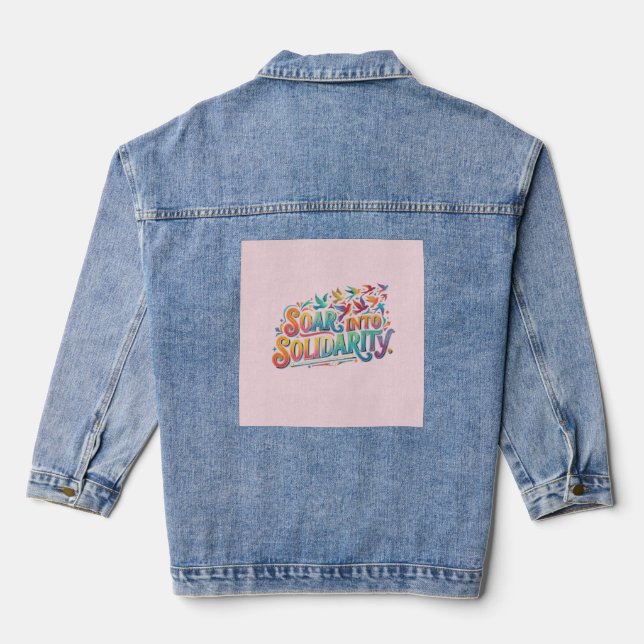Soar into Solidarity – Inspirational Eagle Unity  Denim Jacket (Back)