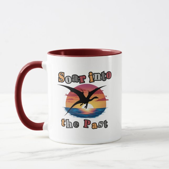 Soar Into The Past - Pterosaur Sunset Silhouette Mug (Left)