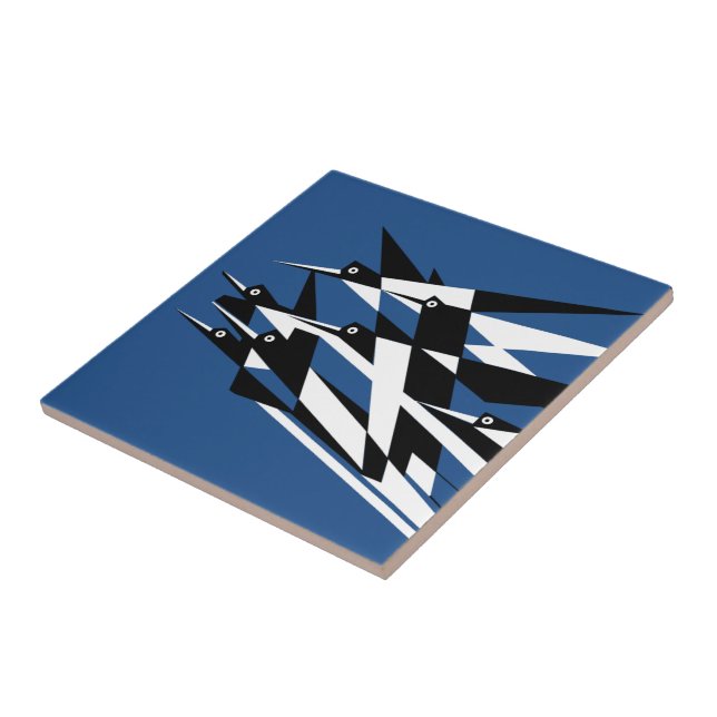Soar To Success Art Deco Geometric Birds Tile (Side)