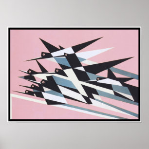 Soar to Success, Birds, Abstract, Geometric, Retro Poster