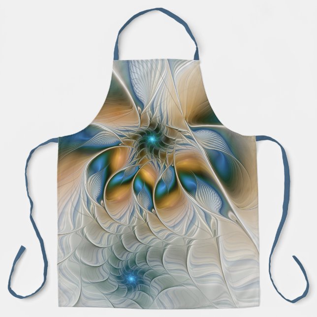 Soaring, Abstract Fantasy Fractal Art With Blue Apron (Front)