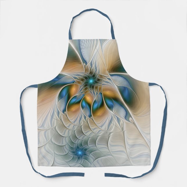 Soaring, Abstract Fantasy Fractal Art With Blue Apron (Front)