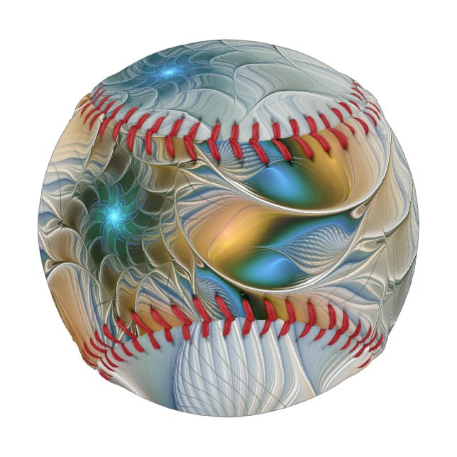 Soaring, Abstract Fantasy Fractal Art With Blue Baseball (Front)