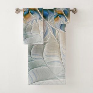 Soaring, Abstract Fantasy Fractal Art With Blue Bath Towel Set