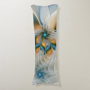 Soaring, Abstract Fantasy Fractal Art With Blue Body Cushion