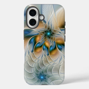 Soaring, Abstract Fantasy Fractal Art With Blue iPhone 16 Case
