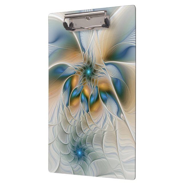 Soaring, Abstract Fantasy Fractal Art With Blue Clipboard (Left)