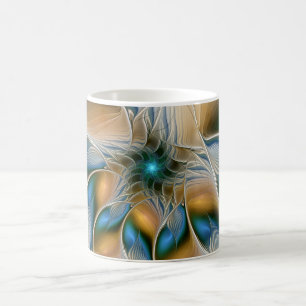 Soaring, Abstract Fantasy Fractal Art With Blue Coffee Mug