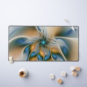 Soaring, Abstract Fantasy Fractal Art With Blue Desk Mat