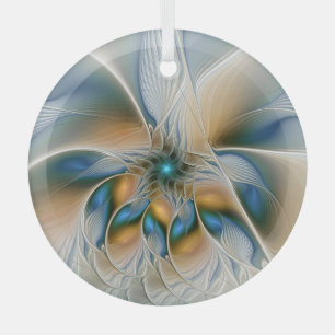 Soaring, Abstract Fantasy Fractal Art With Blue Glass Tree Decoration