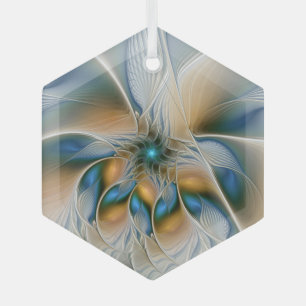 Soaring, Abstract Fantasy Fractal Art With Blue Glass Tree Decoration