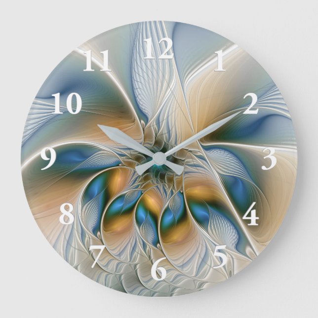 Soaring, Abstract Fantasy Fractal Art With Blue Large Clock (Front)