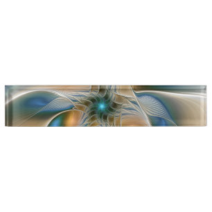Soaring, Abstract Fantasy Fractal Art With Blue Nameplate
