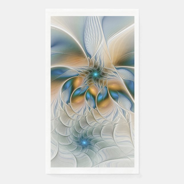 Soaring, Abstract Fantasy Fractal Art With Blue Napkin (Front)