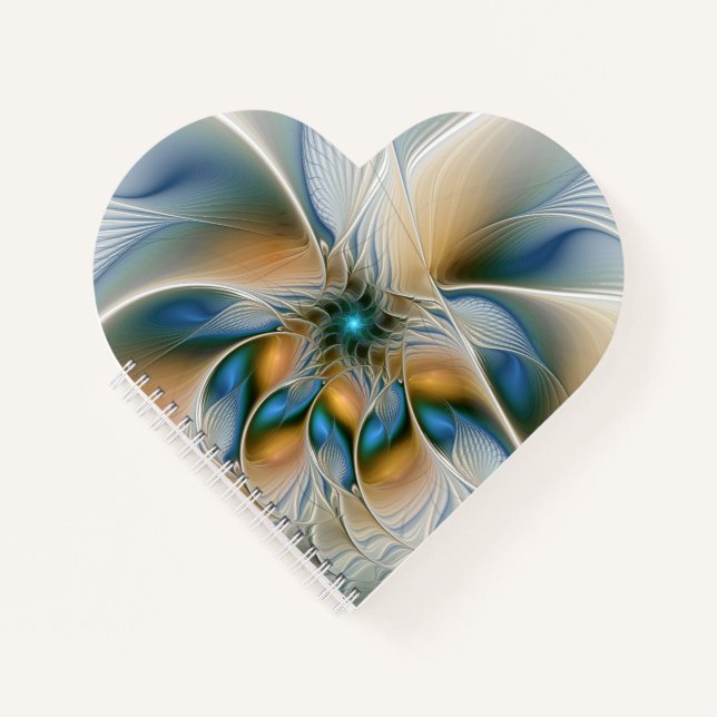 Soaring, Abstract Fantasy Fractal Art With Blue Notebook (Front)