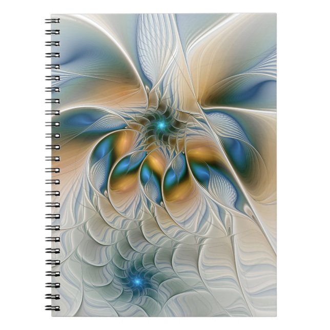 Soaring, Abstract Fantasy Fractal Art With Blue Notebook (Front)