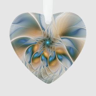 Soaring, Abstract Fantasy Fractal Art With Blue Ornament